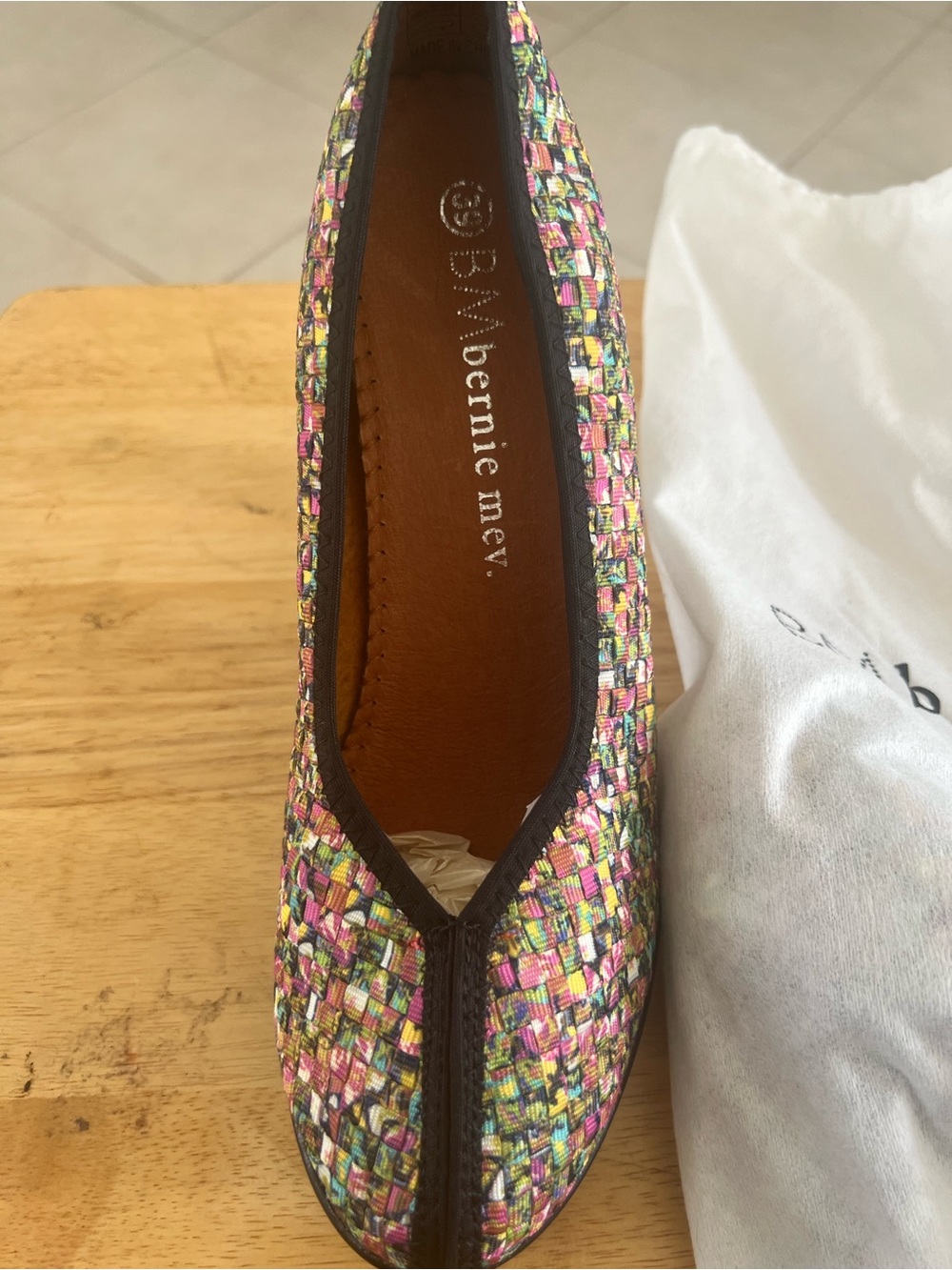 bernie mev. Pink Multicolor Woven Pointed heels